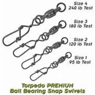 Torpedo Torpedo Premium Ball Bearing Snaps Swivels Size 2 - 120lb 10pk