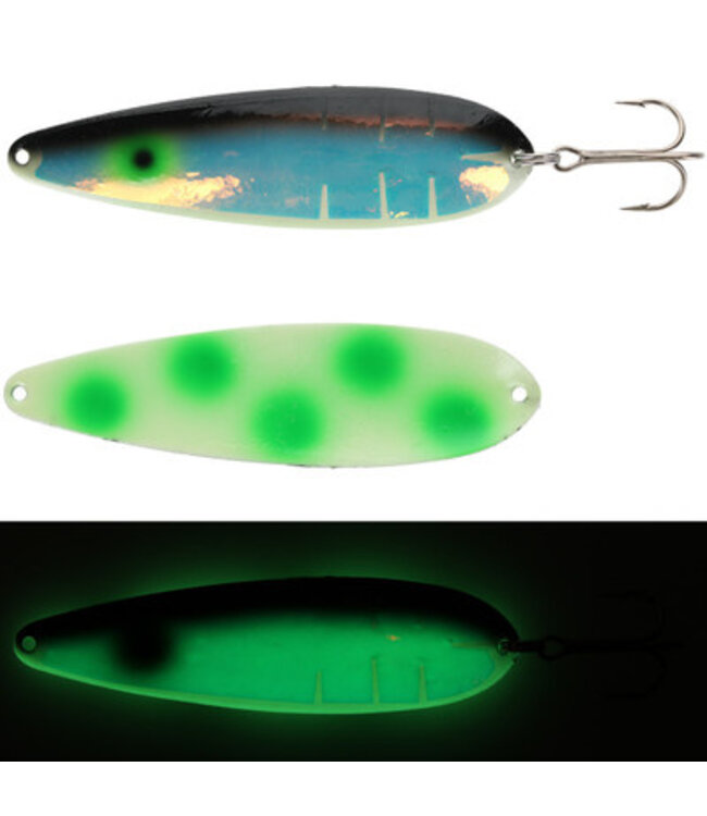 Moonshine Lures MOONSHINE LURES MAGNUM RV TROLLING SPOON 5" DOTTED GLOWGAME OVER