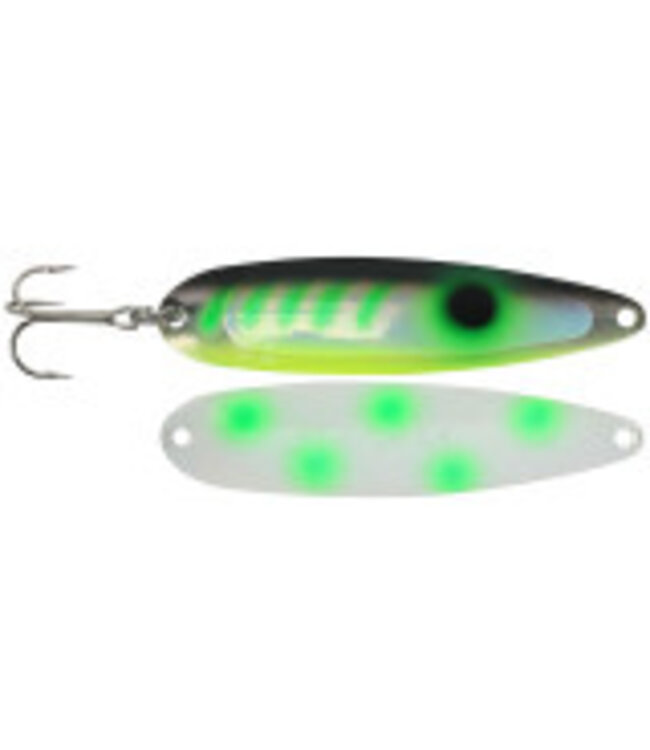 Michigan Stinger Michigan Stinger Stingray Spoon UV Chartreuse Alewife-Green Dot