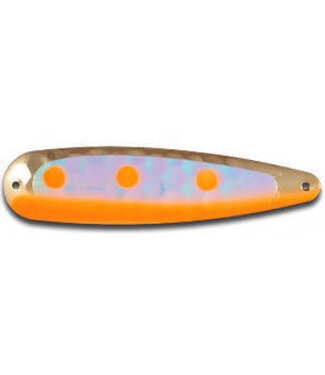 WARRIOR LURES (ST164N) WARRIOR LURES TROLLING SPOON STANSARD ELITE STEELHEAD CANDY UV ORANGE EDGE W/ORANGE DOTS