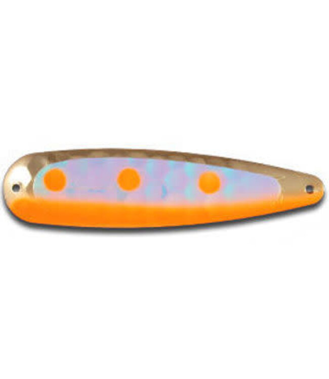 WARRIOR LURES (ST164N) WARRIOR LURES TROLLING SPOON STANSARD ELITE STEELHEAD CANDY UV ORANGE EDGE W/ORANGE DOTS