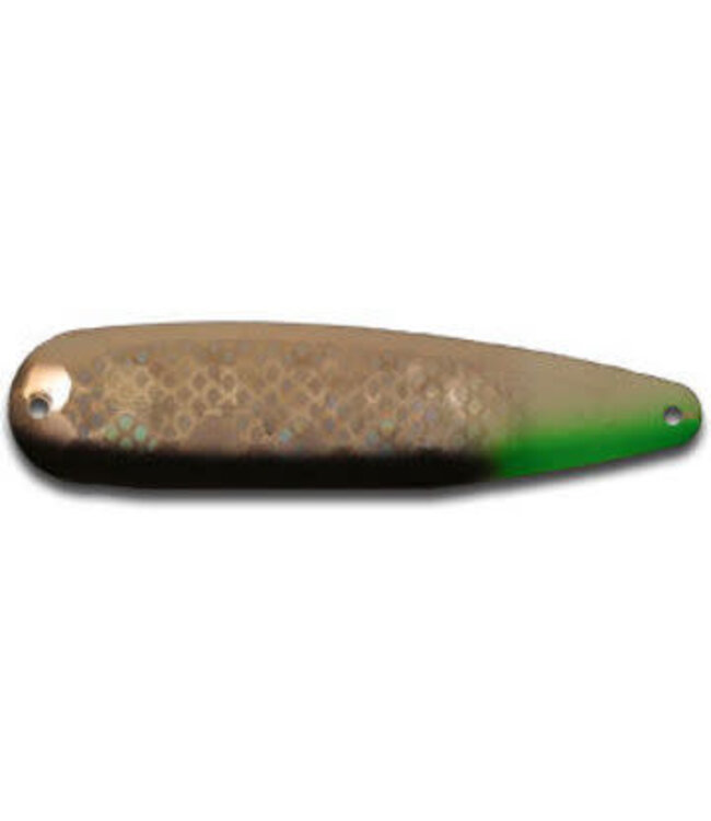 WARRIOR LURES WARRIOR LURES TROLLING SPOON STANDARD DIE HARD BLACK BACK W/GREEN & SILV HOLOGRAPHIC PATTERN