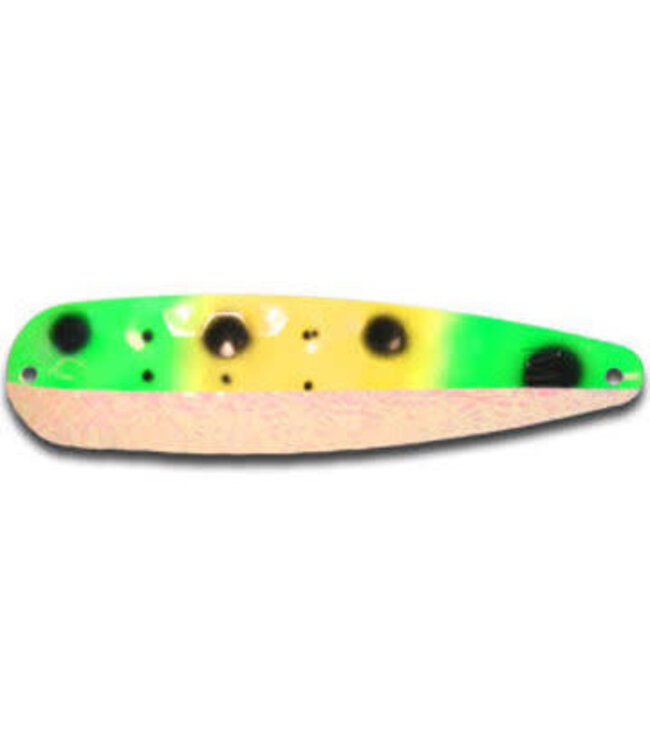 WARRIOR LURES WARRIOR LURES TROLLING SPOON MAGNUM WART FROG 1/2 GREEN FROGGY PATTERN/W/CRUSHED GLO BELLY