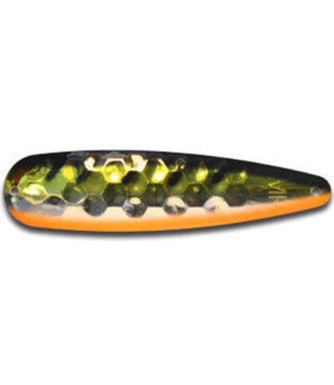 WARRIOR LURES WARRIOR LURES TROLLING SPOON MAGNUM CHICKEN WING BROWNISH GOLD W/ORNG BELLY, & BLACK SPINES