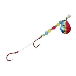 Three D Worm Harness (CS3-ERIS) THREE D WORM HARNESS #3 COLORADO ERIE SWIRL- BLUE CHARTREUSE HOT PINK SWIRL HOLOGRAM W / EYES