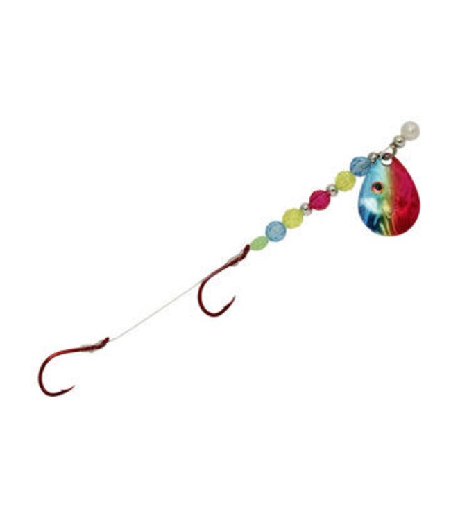 Three D Worm Harness (CS3-ERIS) THREE D WORM HARNESS #3 COLORADO ERIE SWIRL- BLUE CHARTREUSE HOT PINK SWIRL HOLOGRAM W / EYES