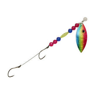 Three D Worm Harness THREE D WIRE WORM HARNESS 4.5 WILLOW ERIE SWIRL BLUE CHART HOT PINK W EYE HOLOGRAM (WS4.5-ERIS)