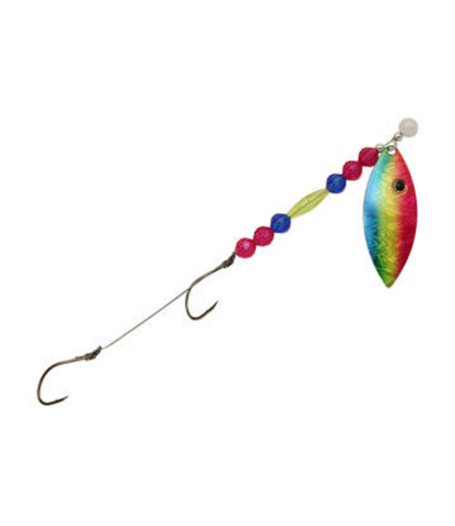 Three D Worm Harness (WS4.5-ERIS) THREE D WIRE WORM HARNESS 4.5 WILLOW ERIE SWIRL BLUE CHART HOT PINK W EYE HOLOGRAM
