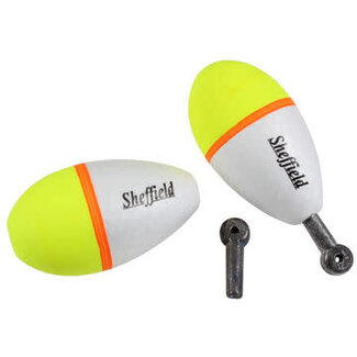 Sheffield Fishing Products SHEFFIELD WEIGHTED FOAM FLOATS M 2" 2PK CHART / WHITE  WITH REMOVABLE LEAD PEG