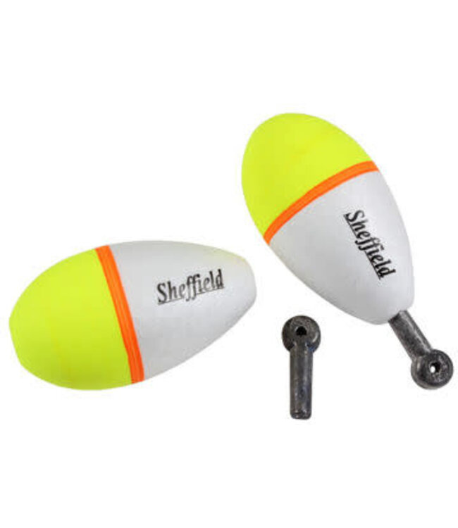 Sheffield Fishing Products SHEFFIELD WEIGHTED FOAM FLOATS M 2" 2PK CHART / WHITE  WITH REMOVABLE LEAD PEG