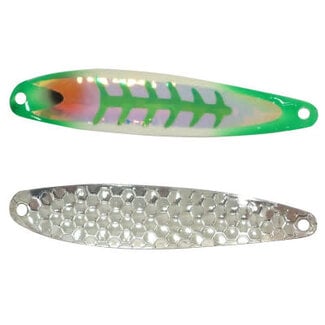 DREAMWEAVER LURE COMPANY DREAMWEAVER SUPER SLIM SPOON SUPER GLOW GREEN SKINNY JEANS DOUBLE UV (DW 1951DUV)