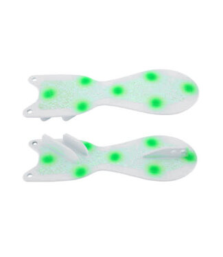 DREAMWEAVER LURE COMPANY DREAMWEAVER SPIN DOCTOR FLASHER 10"  WHITE UV GREEN DOT (SD70043L-10)