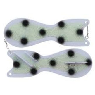 DREAMWEAVER LURE COMPANY DREAMWEAVER SPIN DOCTOR FLASHER 10" WHITE / CRUSH GLOW / BLACK DOTS (SD70035L-10)
