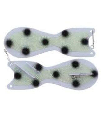 DREAMWEAVER LURE COMPANY (SD70035L-10) DREAMWEAVER SPIN DOCTOR FLASHER 10" WHITE / CRUSH GLOW / BLACK DOTS