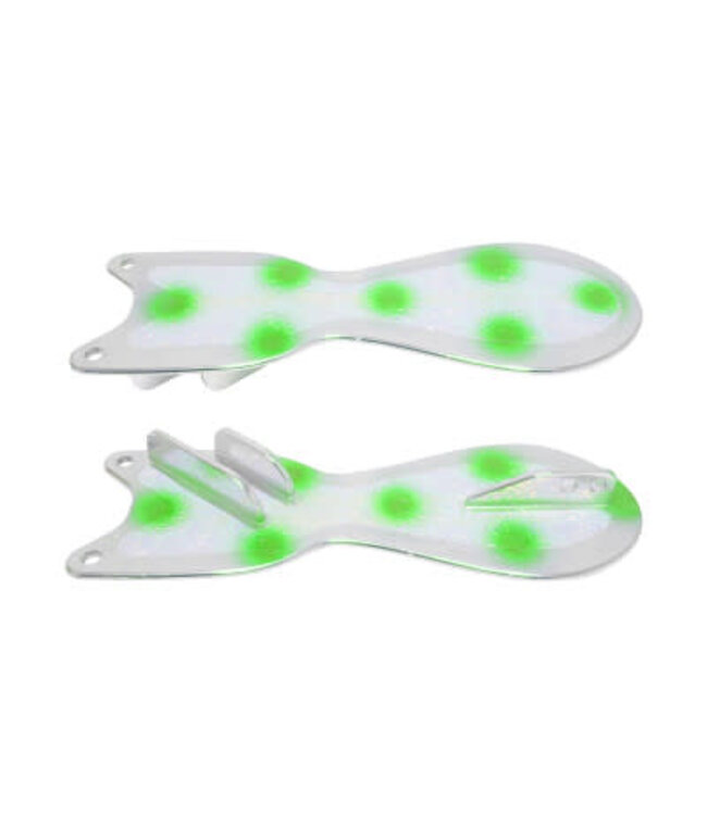 DREAMWEAVER LURE COMPANY (SD70957L-10) DREAMWEAVER SPIN DOCTOR FLASHER 10" CHROME GREEN DOTS