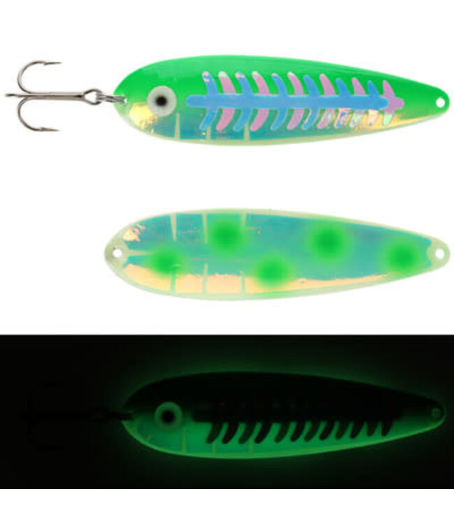 Moonshine Lures MOONSHINE TROLLING SPOON DOTTED UV GREEN ALEWIFE