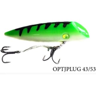 OPTI TACKLE OPTI J-PLUG 4" GREEN TOP/GLOW BELLY/BLACK LADDER