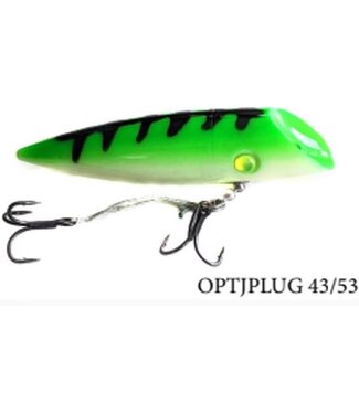 OPTI TACKLE OPTI J-PLUG 4" GREEN TOP/GLOW BELLY/BLACK LADDER