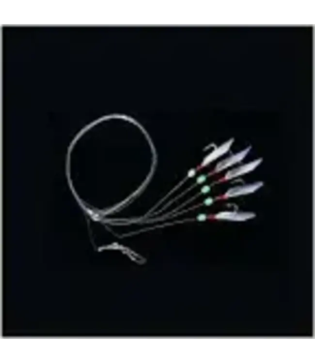 Mustad Mustad Piscator Bait Rig, Glow Beads, White/Fl. Red sz6