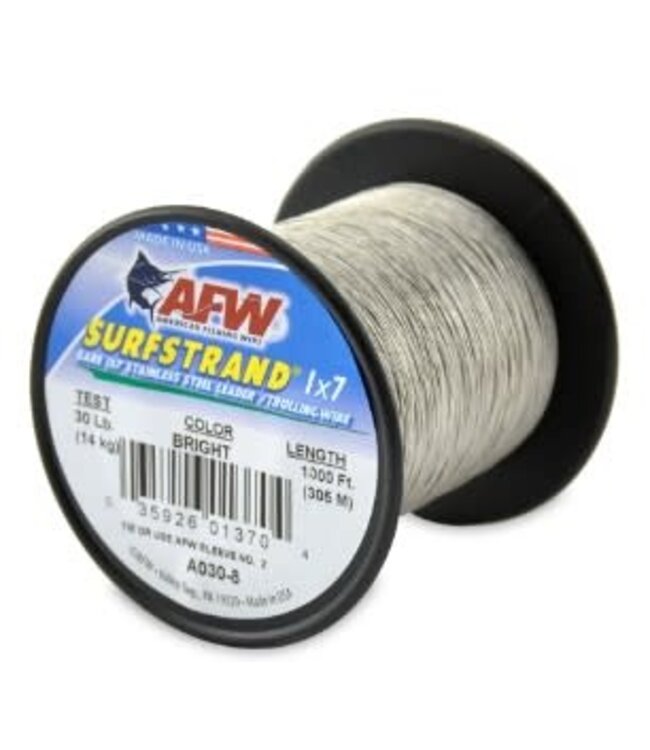 AMERICAN FISHING WIRE/HI-SEAS AMERICAN FISHING WIRE SURFSTRAND BARE 1X7 STAINLESS STEEL LEADER WIRE -BRIGHT - 30 LB - 1000 FT
