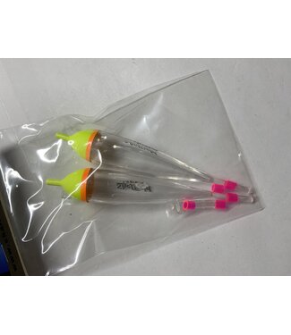 Sheffield Fishing Products SHEFFIELD FLOAT 2/PK SZ 7.0G CRYSTAL CLEAR W/FLOCHARTREUSE TIP
