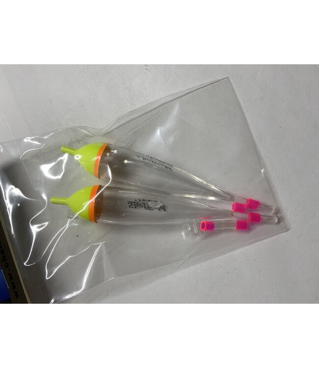 Sheffield Fishing Products SHEFFIELD FLOAT 2/PK SZ 7.0G CRYSTAL CLEAR W/FLOCHARTREUSE TIP