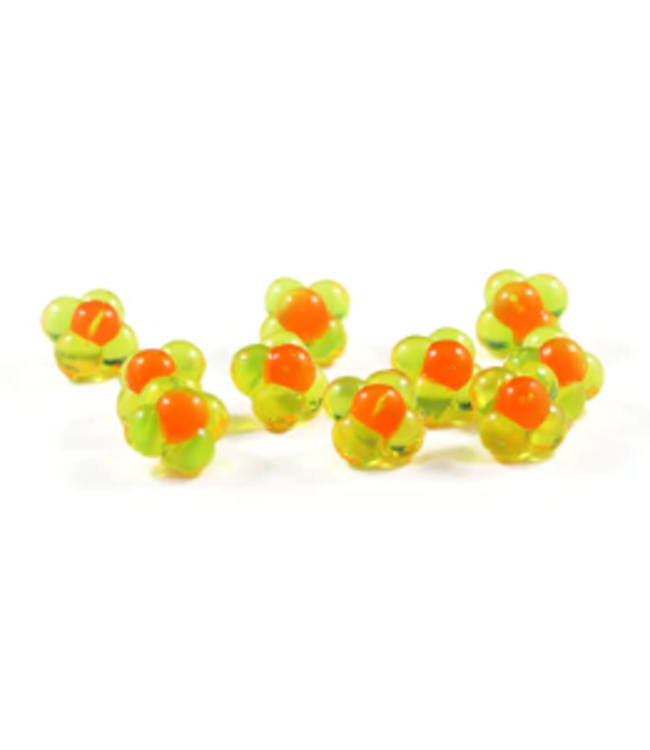 CLEARDRIFT CLEARDRIFT - EGG CLUSTER - EMBRYO - MEDIUM - 10PK - CLEAR CHARTREUSE / ORANGE DOT