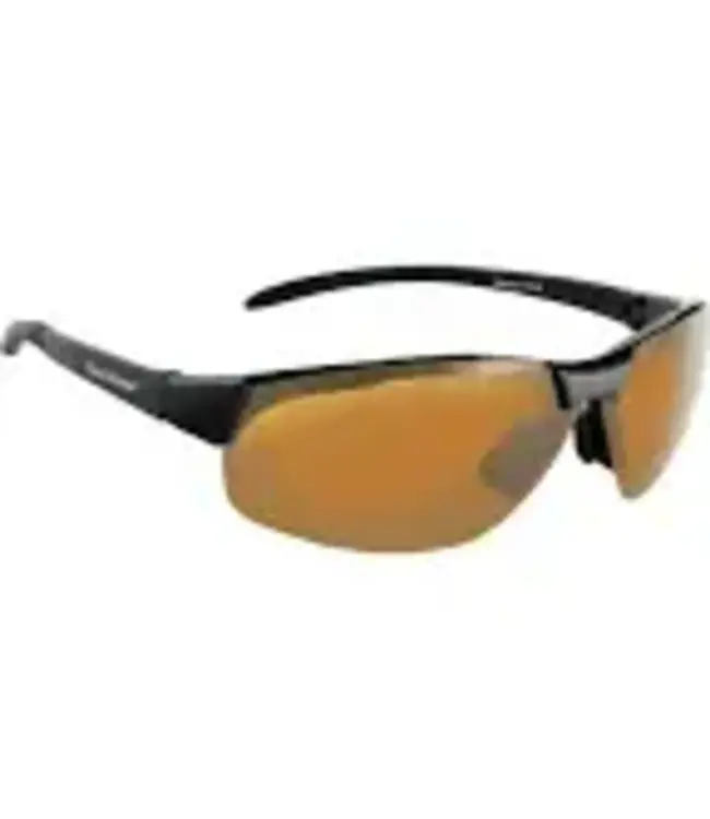 Fisherman Eyewear Fisherman Eyewear Maverick - Shiny Black w/Yellow Pads &Temple Trim/Amber Lens