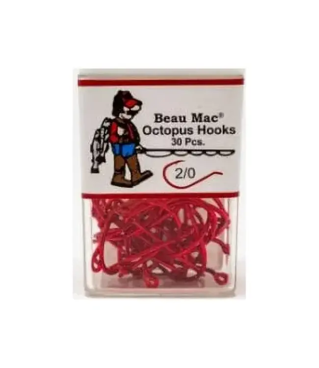 BEAU MAC-SMI BeauMac  Hooks Octopus Stlhd Red 30-pcs sz 2/0