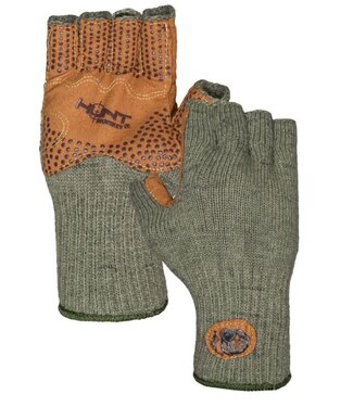 Fish Monkey, LLC HUNT MONKEY WOOLY HALF FINGER WOOL FISHING GLOVE -(WOOL-S/M) - GREEN -
