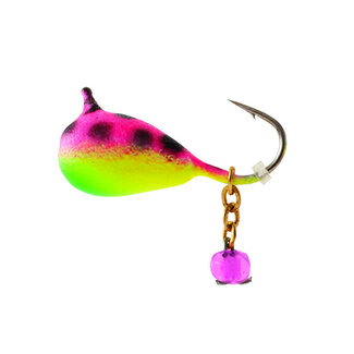 CLAM CORPORATION CLAM OUTDOORS DINGLE DROP JIG SZ12 1/16OZ CHART/PINK GLOW SPOT