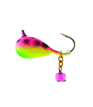 CLAM CORPORATION CLAM OUTDOORS DINGLE DROP JIG SZ12 1/16OZ CHART/PINK GLOW SPOT