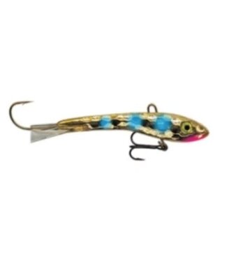 Moonshine Lures MOONSHINE SHIVER MINNOW - SZ1 - 3/8OZ - HAMMERED GOLD/GLOW BLUE DOTS