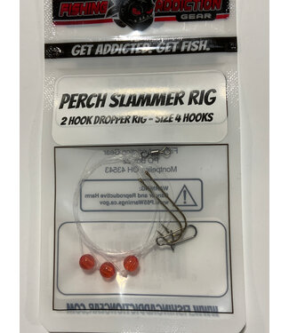 FISHING ADDICTION PERCH SLAMMER RIG RED 2HOOK DROPPER RIG SZ 4 HOOK