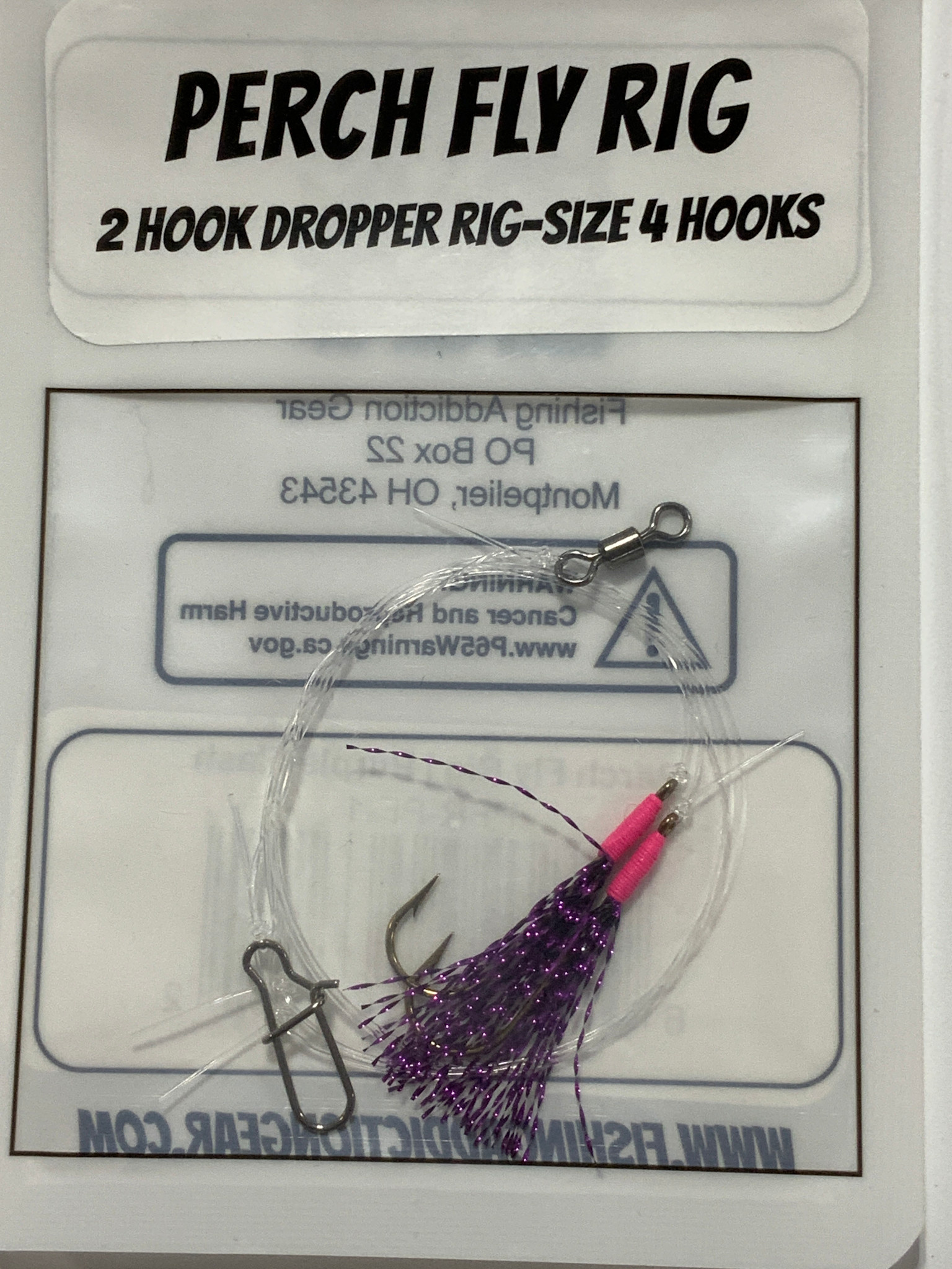 Fla Rigs Flash FISHING ADDICTION PERCH FLY RIG PURPLE FLASH 2HOOK DROPPER RIG SZ 4 ...