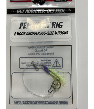 FISHING ADDICTION PERCH FLY RIG YELLOW CHARTREUSE 2HOOK DROPPER RIG SZ 4 HOOK