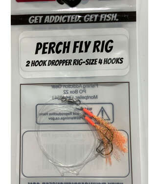 FISHING ADDICTION PERCH FLY RIG ORANGE FIRE 2HOOK DROPPER RIG SZ 4 HOOK