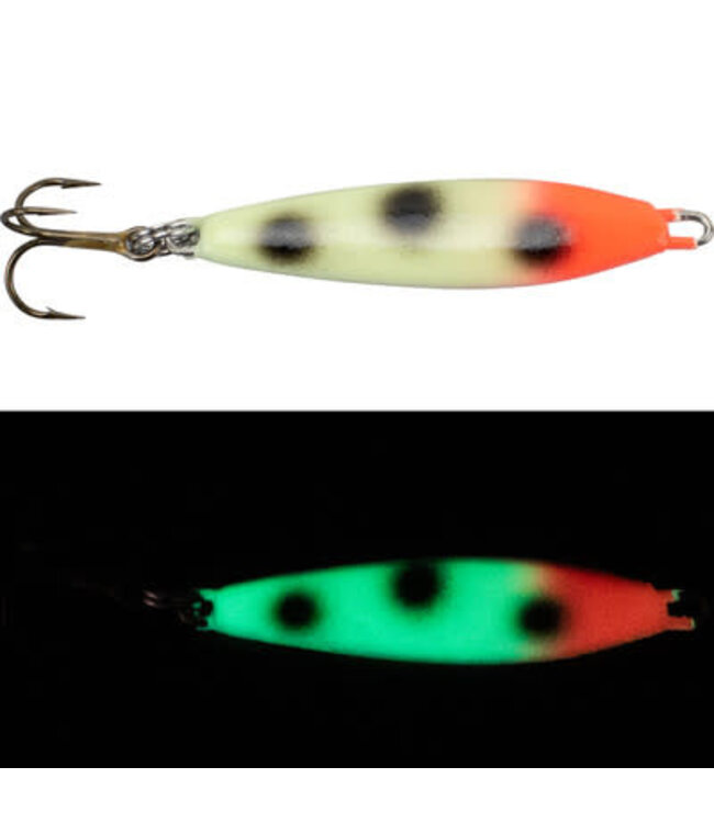 Moonshine Lures MOONSHINE SHIVER SPOON - 1/2OZ - GLOW BLOODY NOSE