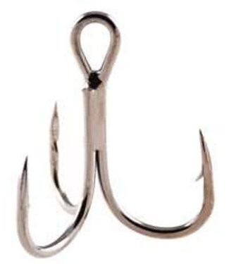 OWNER AMERICAN CORPORATION OWNER 2X TREBLE HOOK SZ 4 BLACK/CHROME 8/PK