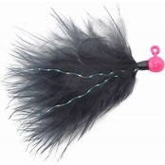 HAWKEN FISHING HAWKEN SY'S MARABOU JIG 1/16OZ HOT PINK HEAD/BLACK 2PK