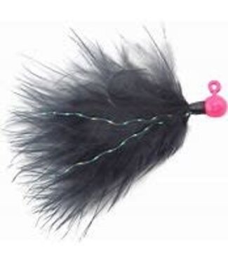 HAWKEN FISHING HAWKEN SY'S MARABOU JIG 1/16OZ HOT PINK HEAD/BLACK 2PK