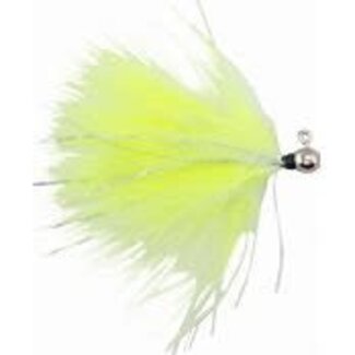 HAWKEN FISHING HAWKEN SY'S MARABOU JIG 1/16OZ NICKEL PLATED HEAD/CHARTREUSE-WHITE 2PK