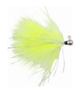 HAWKEN FISHING HAWKEN SY'S MARABOU JIG 1/16OZ NICKEL PLATED HEAD/CHARTREUSE-WHITE 2PK
