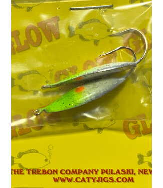 Caty Jigs CATY JIGS - LIGHTNING -  SZ 2 - 2PK - GLOW WHITE CHART GREEN - 75-01-0