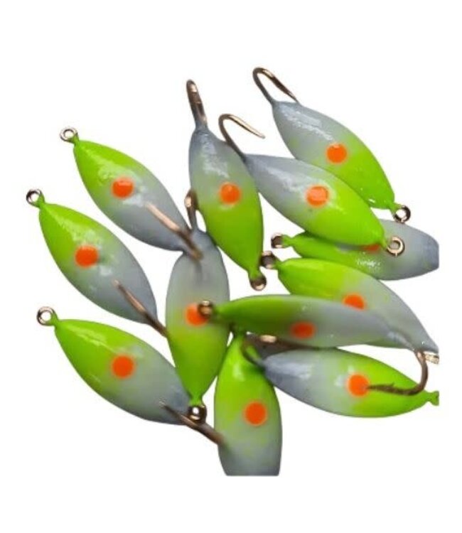 Caty Jigs CATY JIGS - THUNDER - SZ 8 - 2PK - WHITE GLOW/GREEN W/GLITTER- 15-01-6