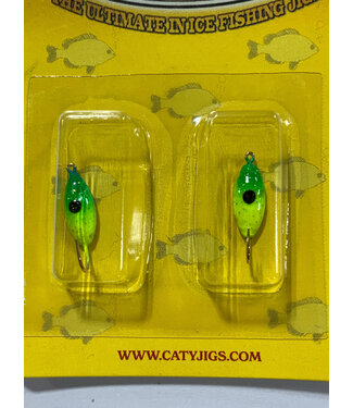 Caty Jigs CATY JIGS - THUNDER - SZ 8 - 2PK - GREEN/YELLOW CHART W/GLITTER- 15-33-6
