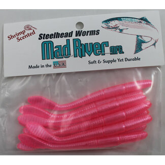 MAD RIVER MANUFACTURING MAD RIVER STEELHEAD WORM 4" 9/PK PINK PEARL