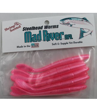 MAD RIVER MANUFACTURING MAD RIVER STEELHEAD WORM 4" 9/PK PINK PEARL