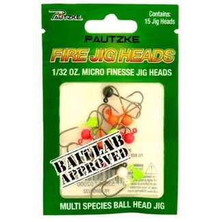 PAUTZKE BAIT CO., INC. PAUTZKE FIRE JIG HEADS-ASSORTED-1/32OZ-15PK