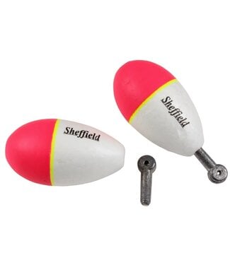 Sheffield Fishing Products SHEFFIELD WEIGHTED FOAM FLOATS M 2" 2PK PINK / WHITE  WITH REMOVABLE LEAD PEG